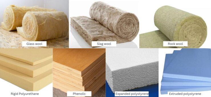 Cellular plastic and mineral fiber insulation materials